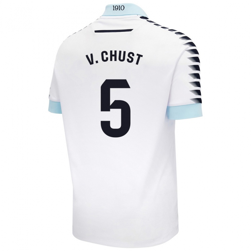 Niño Camiseta Victor Chust #5 Blanco Azul 2ª Equipación 2024/25 La Camisa Argentina