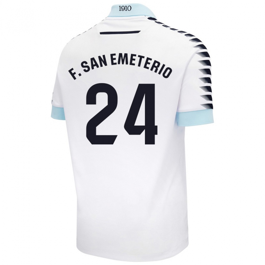 Niño Camiseta Fede San Emeterio #24 Blanco Azul 2ª Equipación 2024/25 La Camisa Argentina