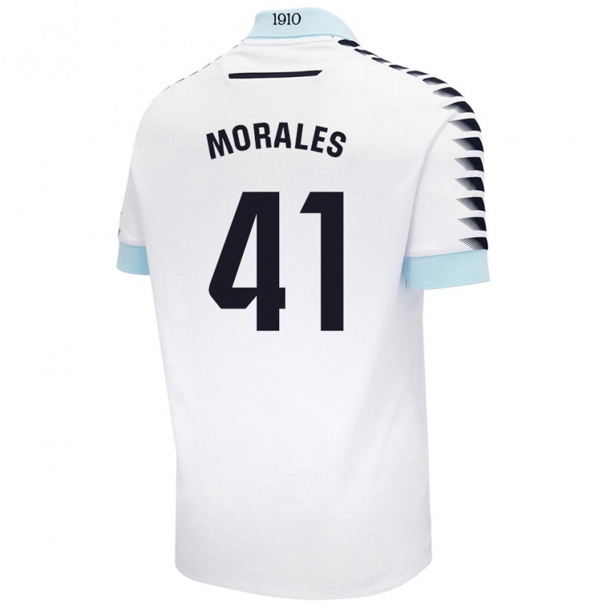 Niño Camiseta Luis Morales #41 Blanco Azul 2ª Equipación 2024/25 La Camisa Argentina