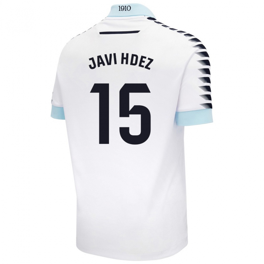 Niño Camiseta Javi Hernández #15 Blanco Azul 2ª Equipación 2024/25 La Camisa Argentina