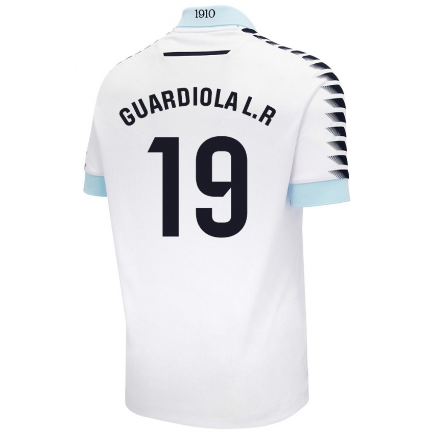 Niño Camiseta Sergi Guardiola #19 Blanco Azul 2ª Equipación 2024/25 La Camisa Argentina