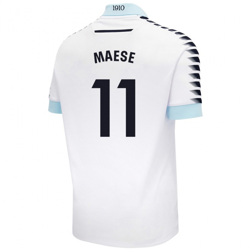 Niño Camiseta María Del Carmen Maese Gaitán #11 Blanco Azul 2ª Equipación 2024/25 La Camisa Argentina