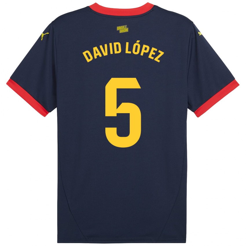 Niño Camiseta David López #5 Azul Marino Rojo 2ª Equipación 2024/25 La Camisa Argentina