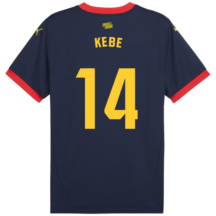 Niño Camiseta Moussa Kébé #14 Azul Marino Rojo 2ª Equipación 2024/25 La Camisa Argentina