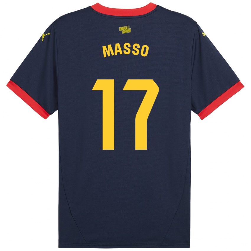 Niño Camiseta Ainoa Massó #17 Azul Marino Rojo 2ª Equipación 2024/25 La Camisa Argentina