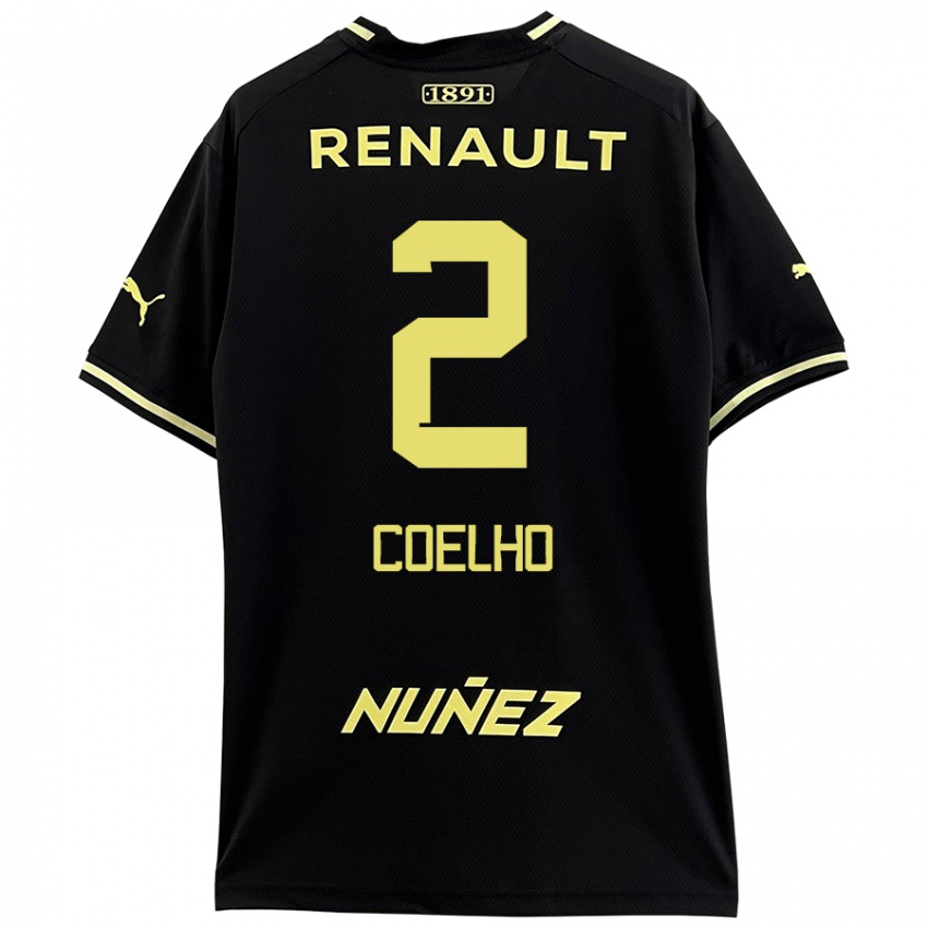 Niño Camiseta Léo Coelho #2 Negro Amarillo 2ª Equipación 2024/25 La Camisa Argentina