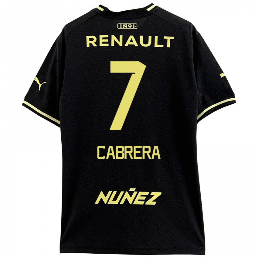 Niño Camiseta Javier Cabrera #7 Negro Amarillo 2ª Equipación 2024/25 La Camisa Argentina