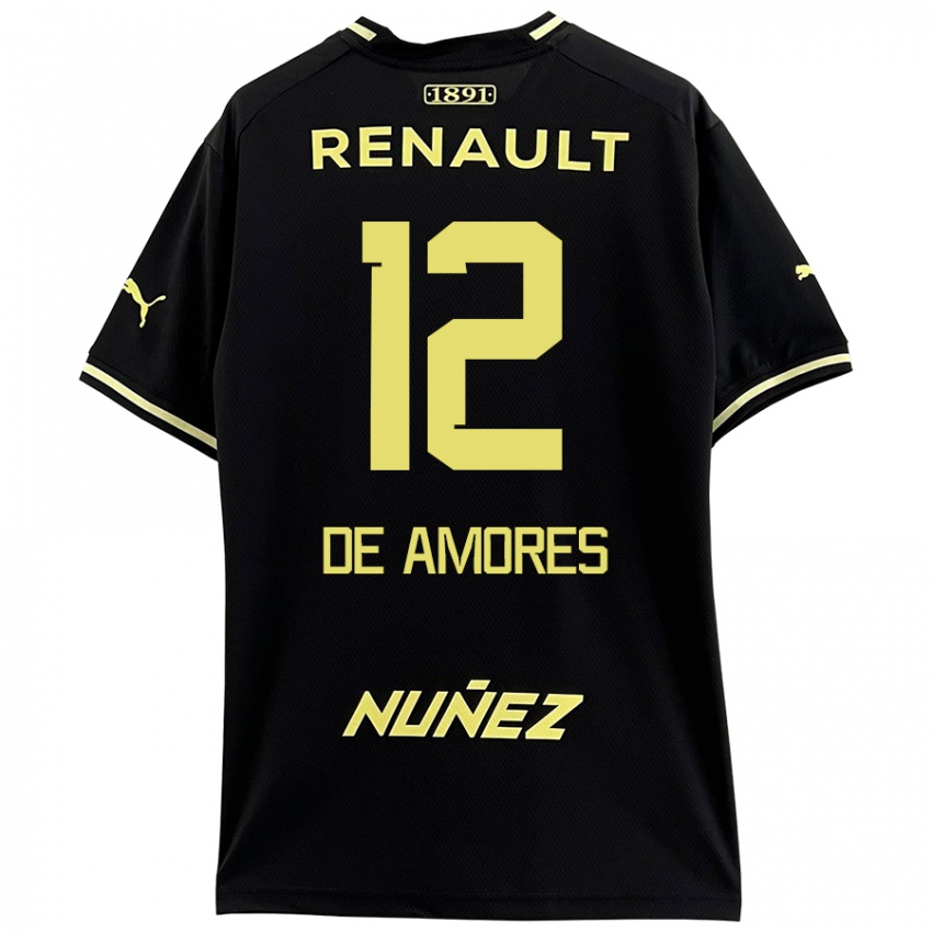 Niño Camiseta Guillermo De Amores #12 Negro Amarillo 2ª Equipación 2024/25 La Camisa Argentina