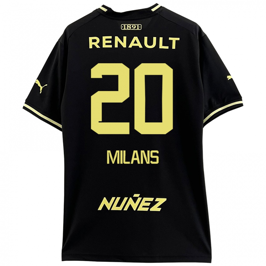 Niño Camiseta Pedro Milans #20 Negro Amarillo 2ª Equipación 2024/25 La Camisa Argentina