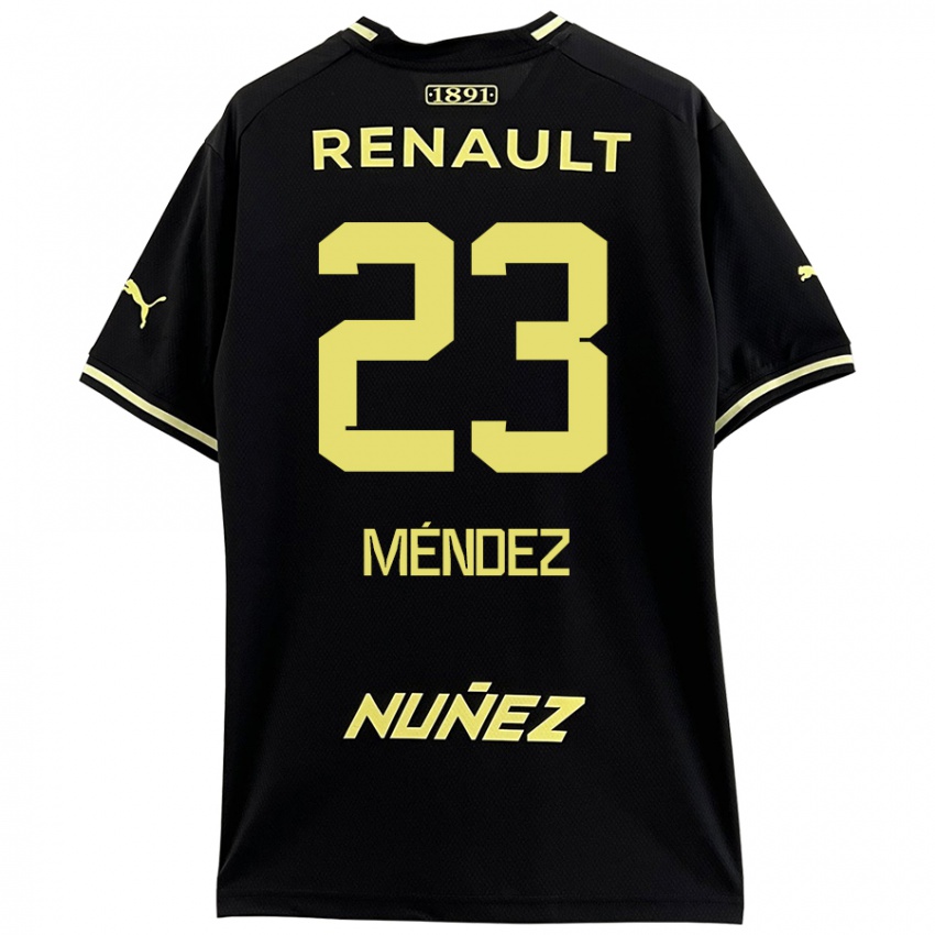 Niño Camiseta Javier Méndez #23 Negro Amarillo 2ª Equipación 2024/25 La Camisa Argentina