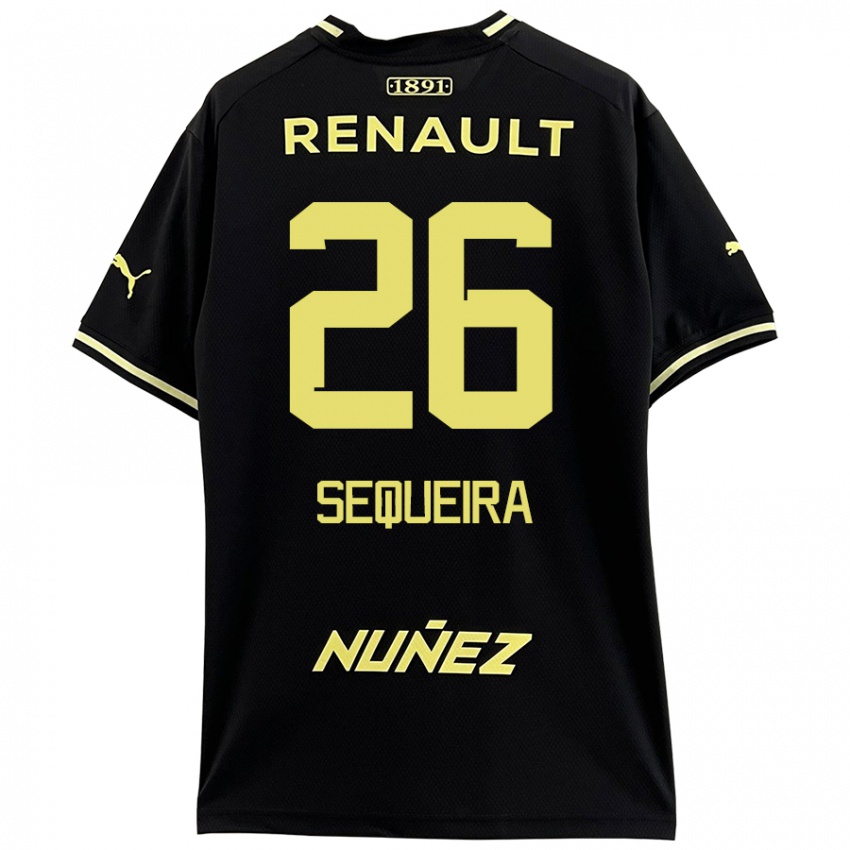 Niño Camiseta Leonardo Sequeira #26 Negro Amarillo 2ª Equipación 2024/25 La Camisa Argentina