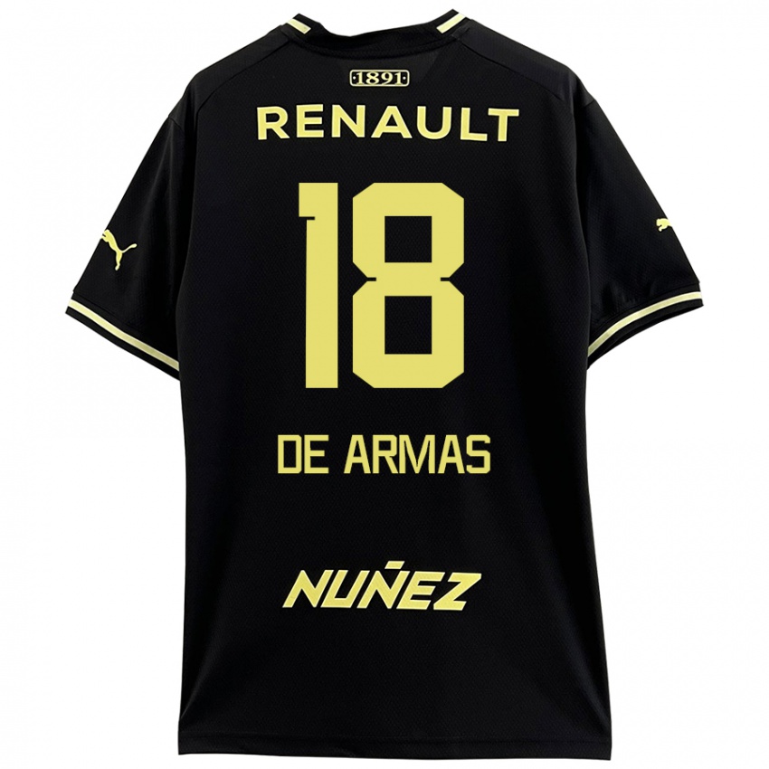 Niño Camiseta Nahuel De Armas #18 Negro Amarillo 2ª Equipación 2024/25 La Camisa Argentina