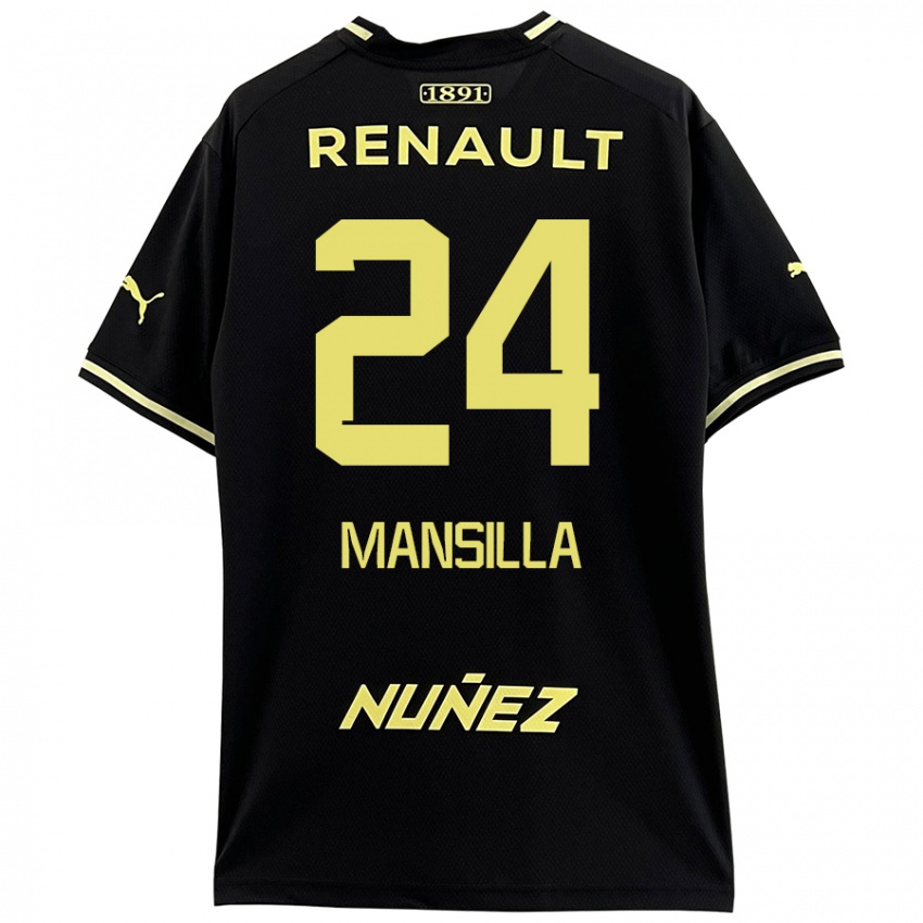 Niño Camiseta Brian Mansilla #24 Negro Amarillo 2ª Equipación 2024/25 La Camisa Argentina