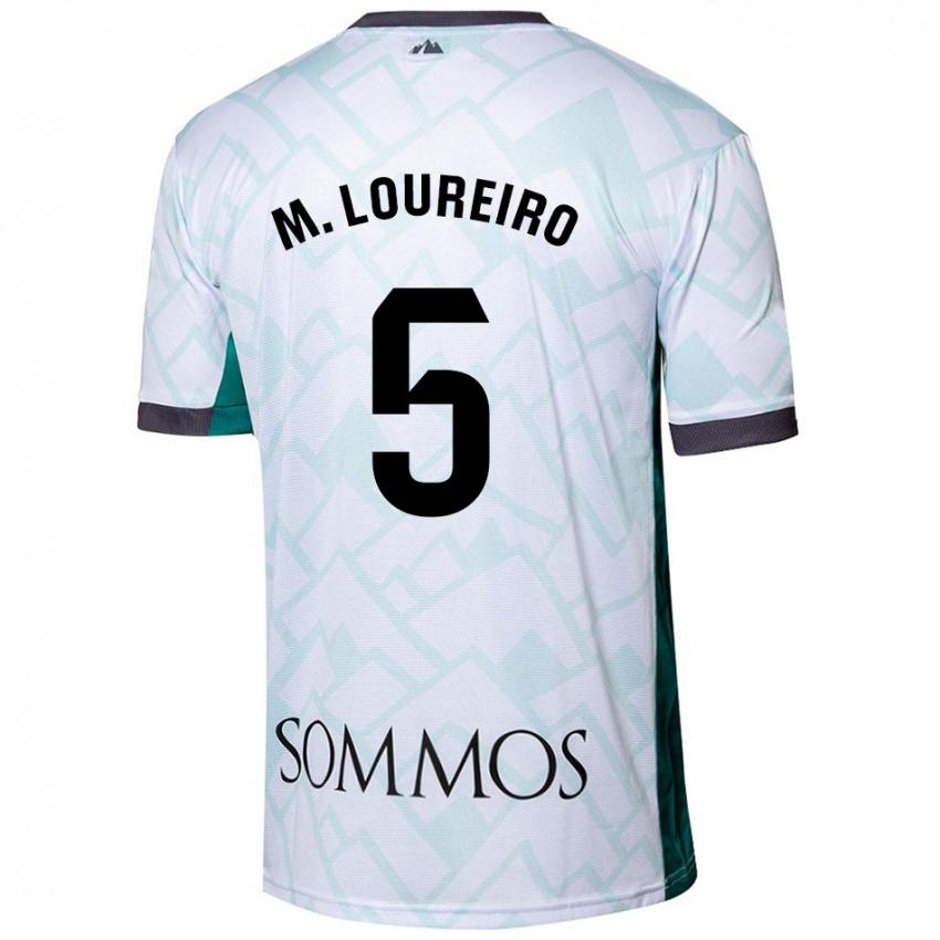 Niño Camiseta Miguel Loureiro #5 Blanco Verde 2ª Equipación 2024/25 La Camisa Argentina