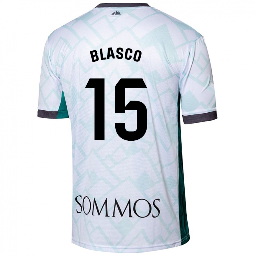 Niño Camiseta Jérémy Blasco #15 Blanco Verde 2ª Equipación 2024/25 La Camisa Argentina