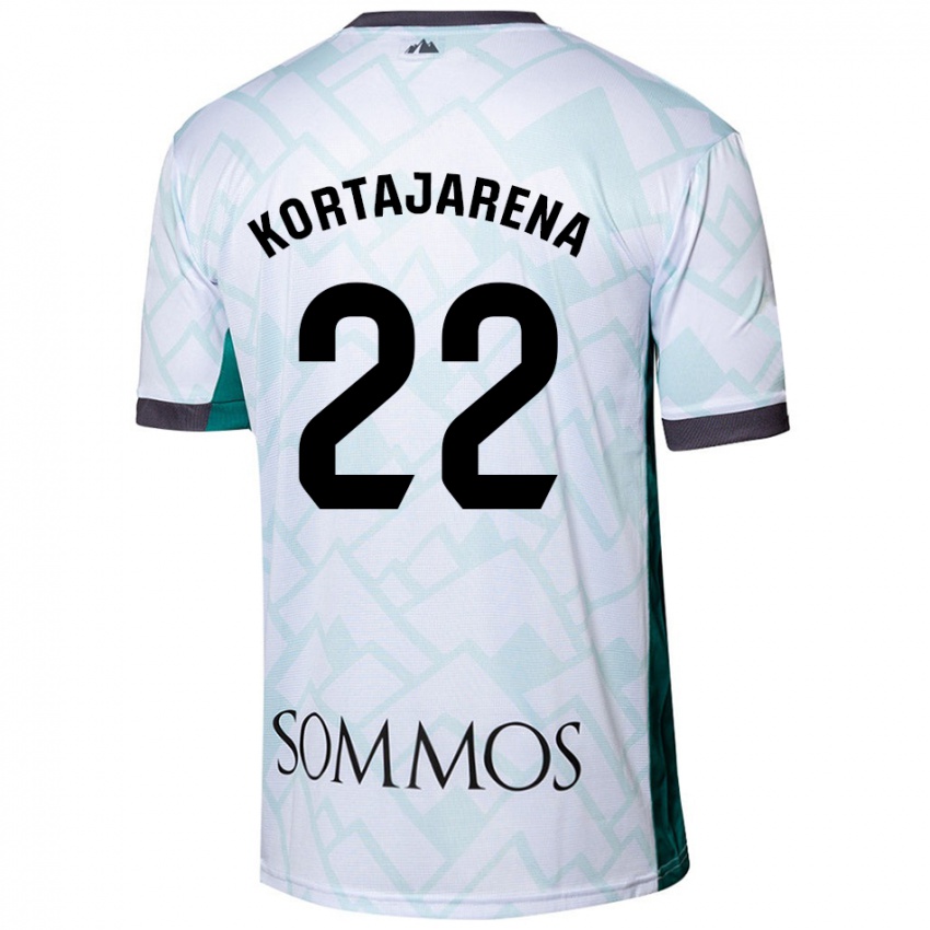 Niño Camiseta Iker Kortajarena #22 Blanco Verde 2ª Equipación 2024/25 La Camisa Argentina