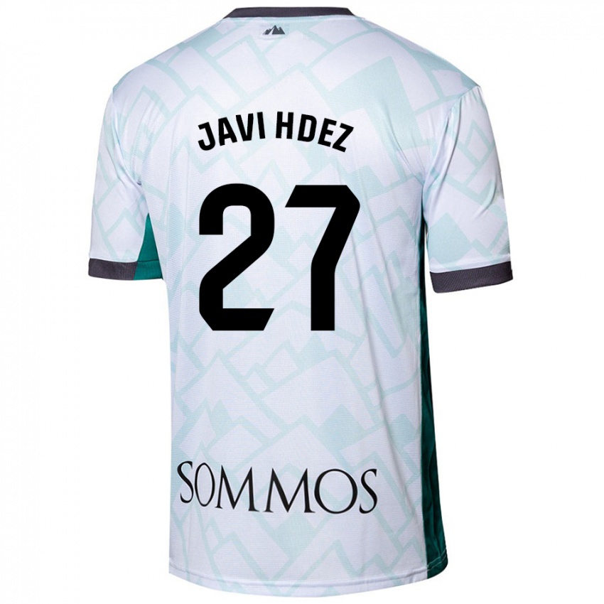 Niño Camiseta Javi Hernández #27 Blanco Verde 2ª Equipación 2024/25 La Camisa Argentina