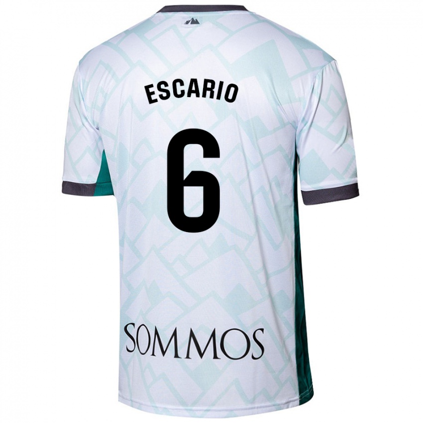 Niño Camiseta Jaime Escario #6 Blanco Verde 2ª Equipación 2024/25 La Camisa Argentina