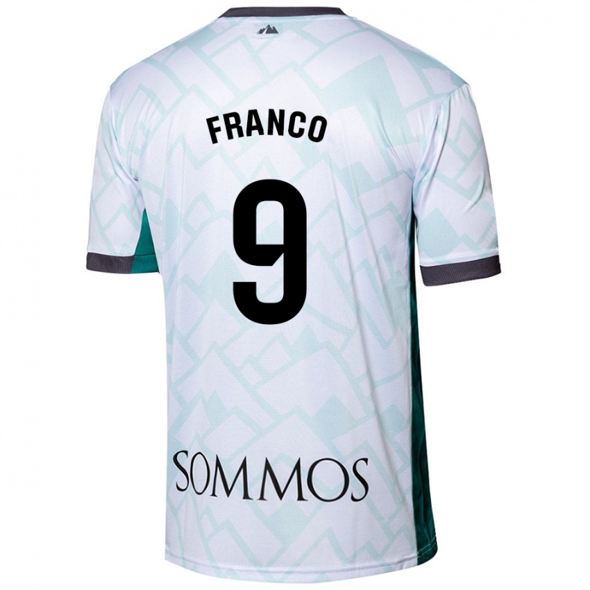 Niño Camiseta Santi Franco #9 Blanco Verde 2ª Equipación 2024/25 La Camisa Argentina