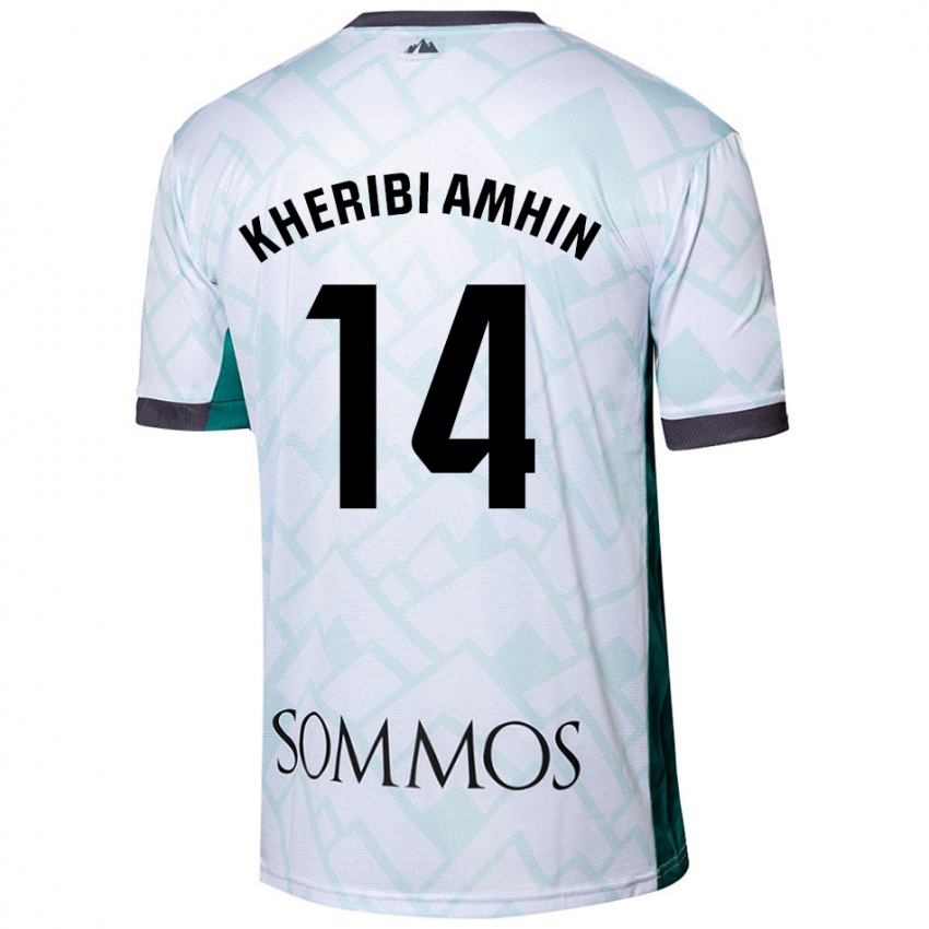 Niño Camiseta Nabil Kheribi Amhin #14 Blanco Verde 2ª Equipación 2024/25 La Camisa Argentina