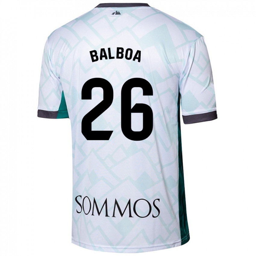 Niño Camiseta Álex Balboa #26 Blanco Verde 2ª Equipación 2024/25 La Camisa Argentina