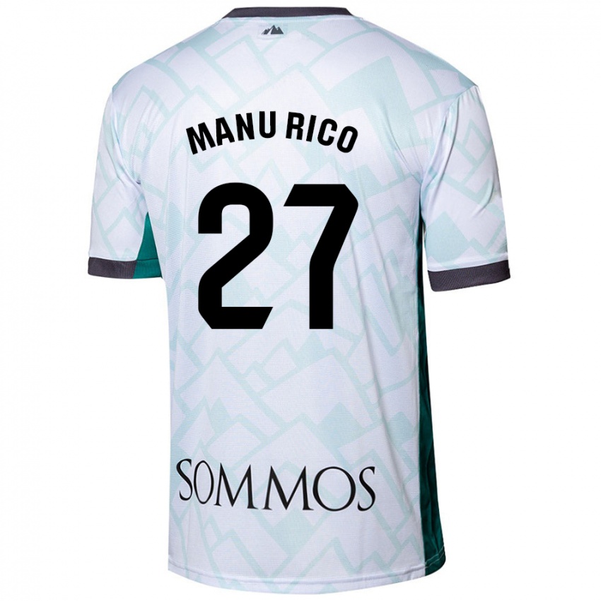 Niño Camiseta Manu Rico #27 Blanco Verde 2ª Equipación 2024/25 La Camisa Argentina