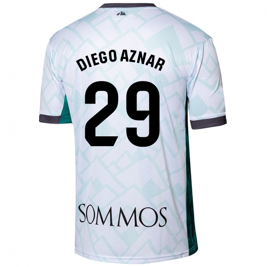 Niño Camiseta Diego Aznar #29 Blanco Verde 2ª Equipación 2024/25 La Camisa Argentina