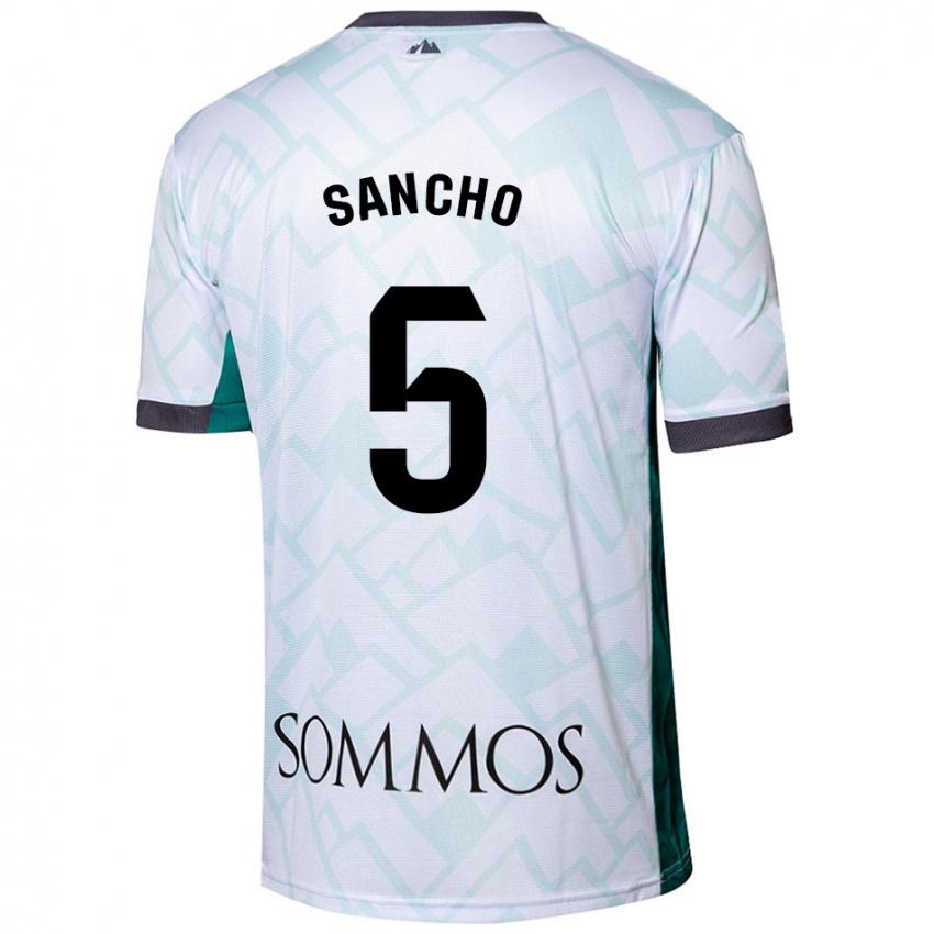 Niño Camiseta Esther Sancho #5 Blanco Verde 2ª Equipación 2024/25 La Camisa Argentina