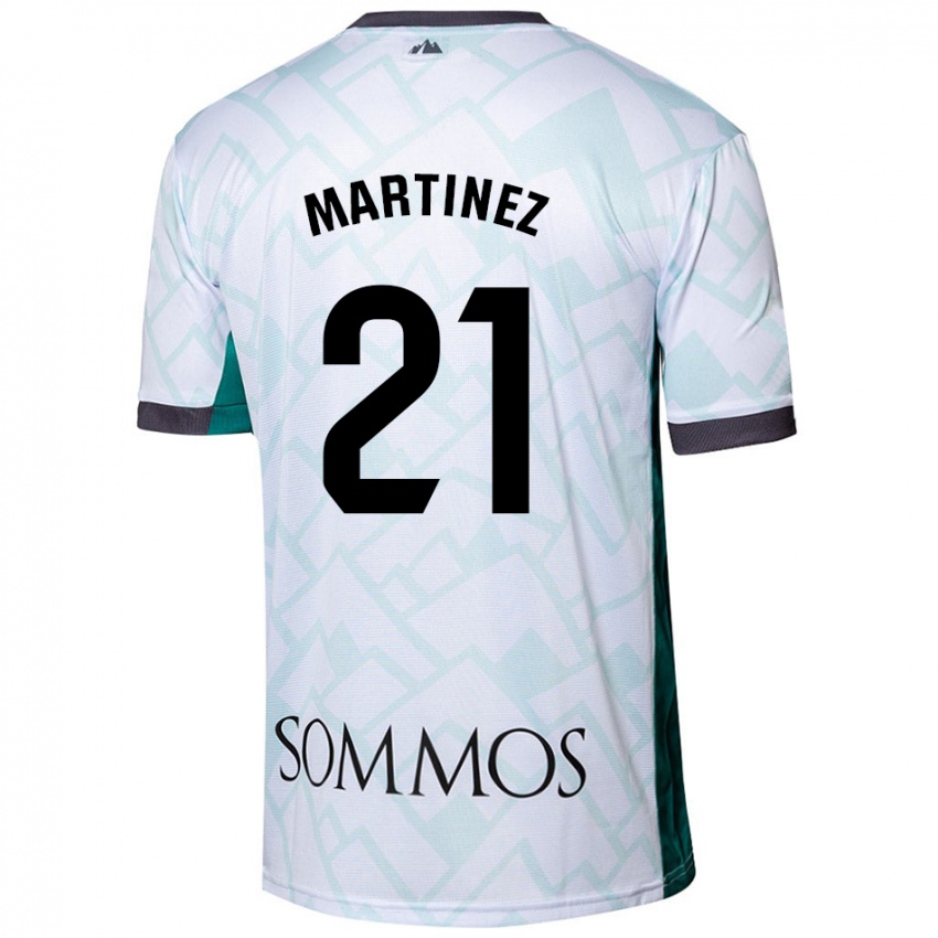 Niño Camiseta Alejandra Martínez #21 Blanco Verde 2ª Equipación 2024/25 La Camisa Argentina