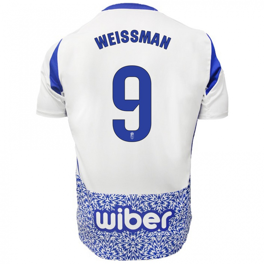 Niño Camiseta Shon Weissman #9 Blanco Azul 2ª Equipación 2024/25 La Camisa Argentina