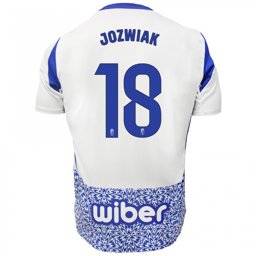 Niño Camiseta Kamil Józwiak #18 Blanco Azul 2ª Equipación 2024/25 La Camisa Argentina