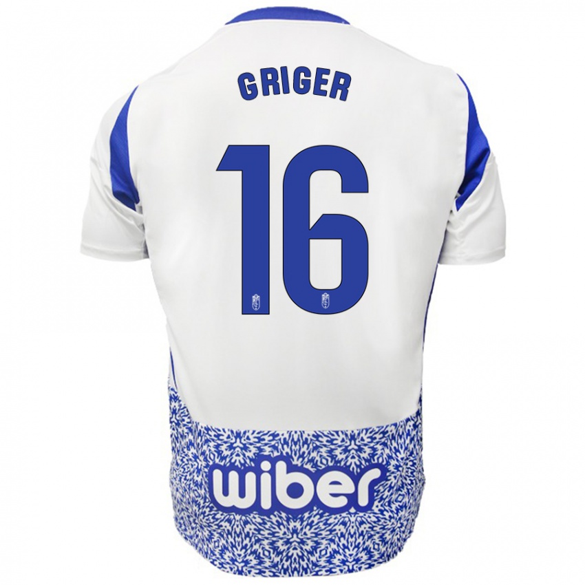 Niño Camiseta Adam Griger #16 Blanco Azul 2ª Equipación 2024/25 La Camisa Argentina