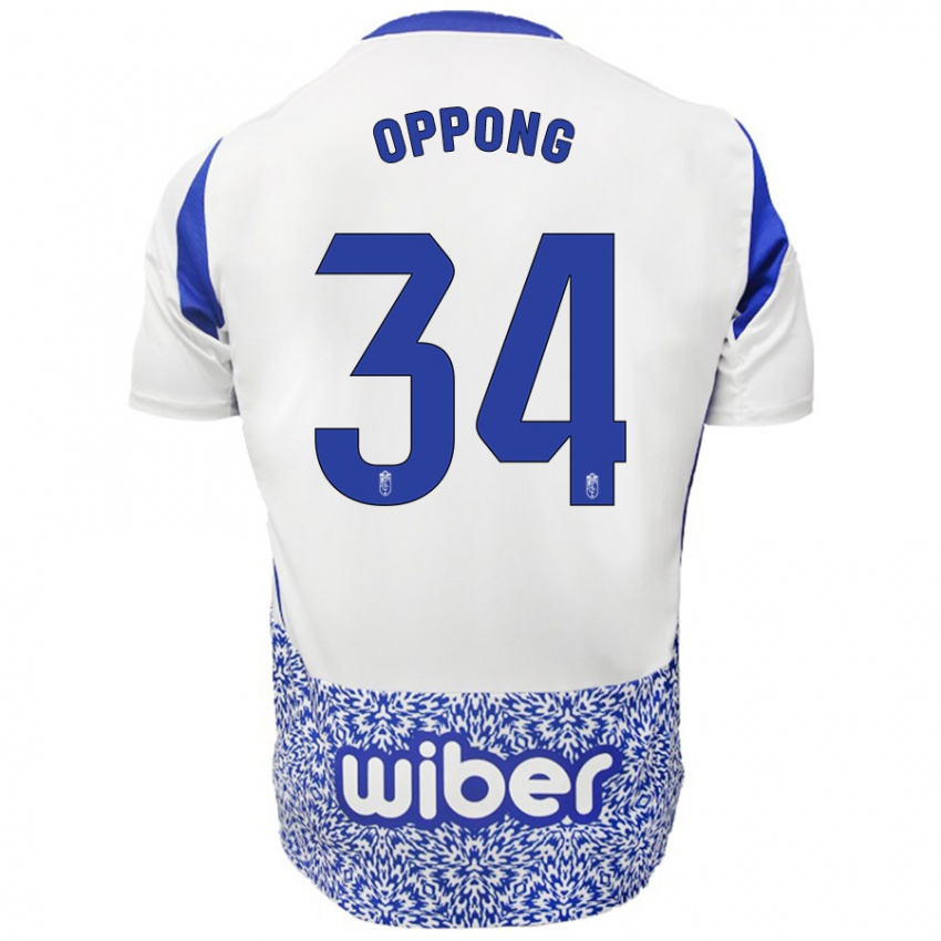 Niño Camiseta Oscar Naasei Oppong #34 Blanco Azul 2ª Equipación 2024/25 La Camisa Argentina