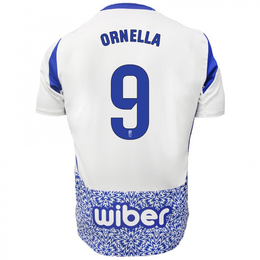 Niño Camiseta Ornella María Vignola Cabot #9 Blanco Azul 2ª Equipación 2024/25 La Camisa Argentina