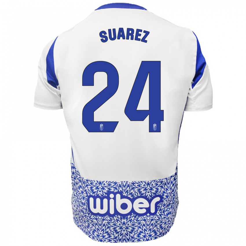 Niño Camiseta Carlota Suárez #24 Blanco Azul 2ª Equipación 2024/25 La Camisa Argentina