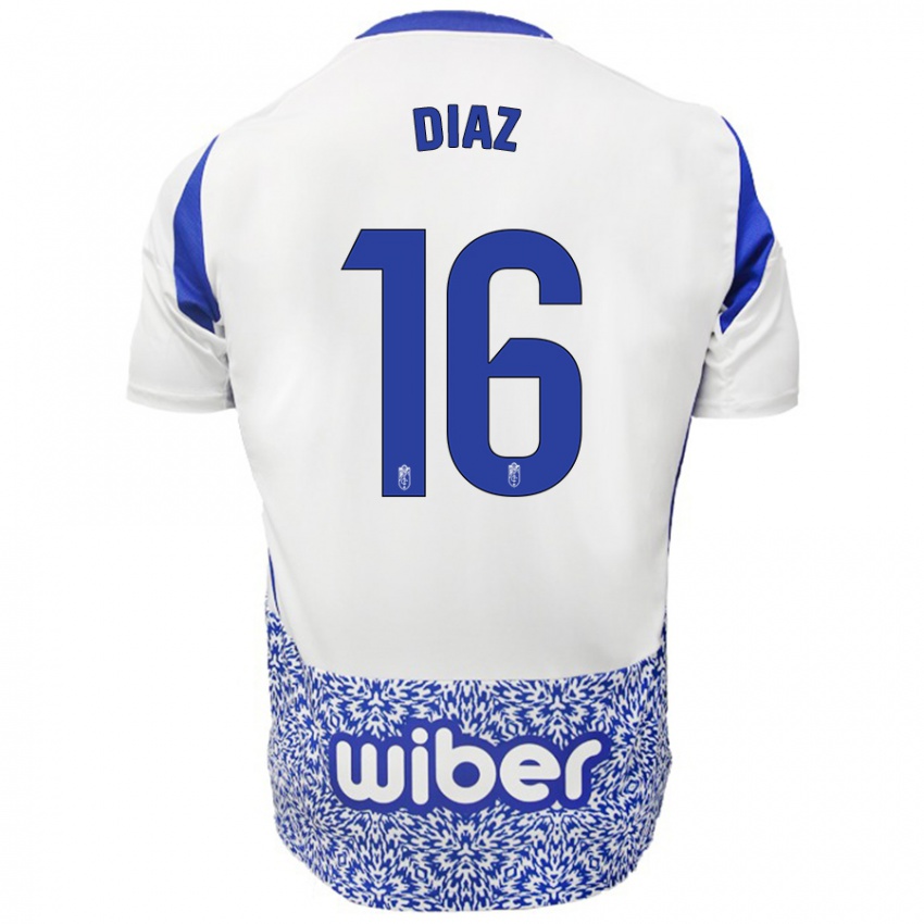 Niño Camiseta Víctor Díaz #16 Blanco Azul 2ª Equipación 2024/25 La Camisa Argentina