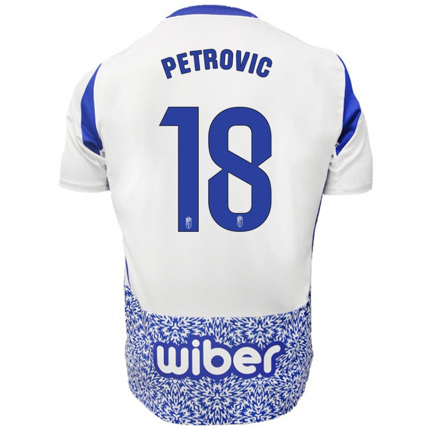 Niño Camiseta Njegos Petrovic #18 Blanco Azul 2ª Equipación 2024/25 La Camisa Argentina