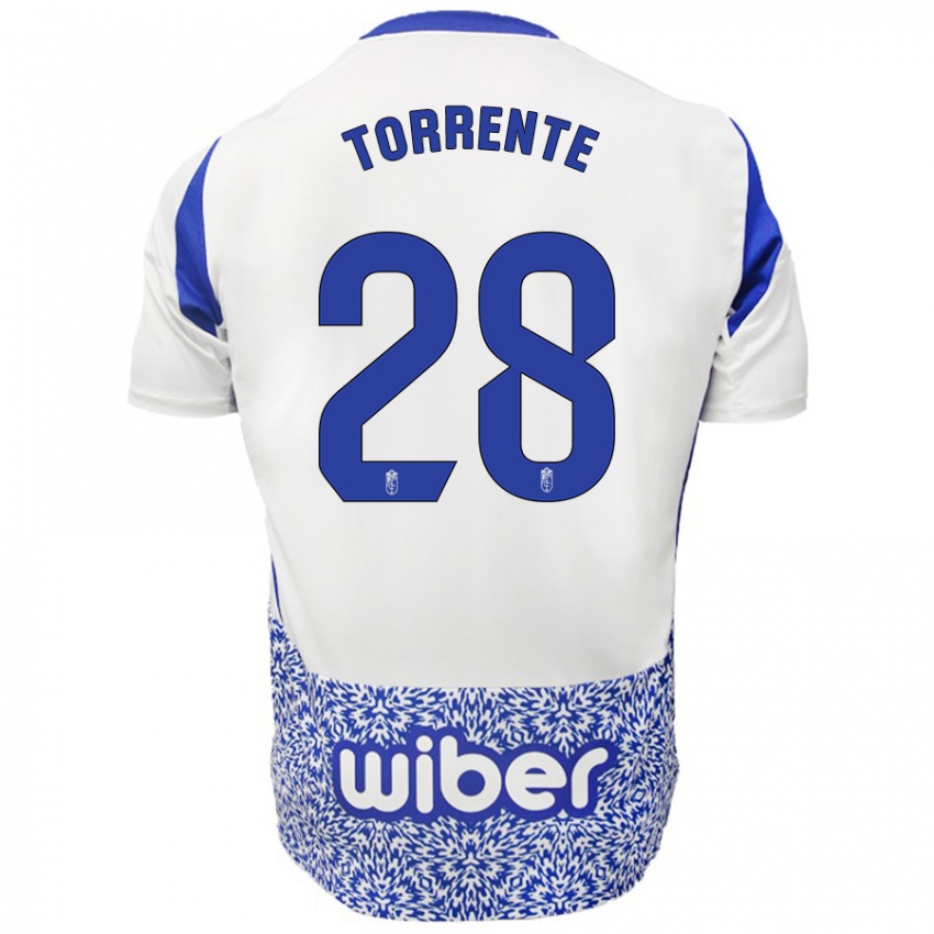 Niño Camiseta Raúl Torrente #28 Blanco Azul 2ª Equipación 2024/25 La Camisa Argentina