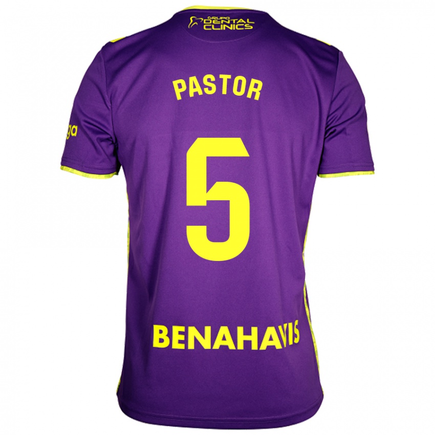 Niño Camiseta Álex Pastor #5 Púrpura Amarillo 2ª Equipación 2024/25 La Camisa Argentina