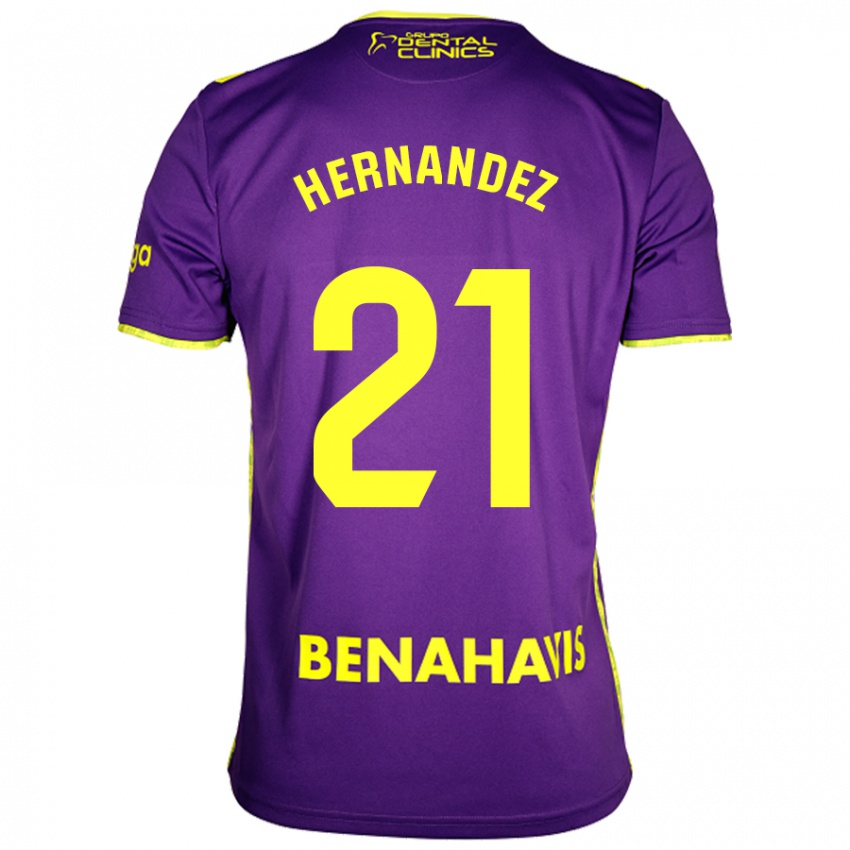 Niño Camiseta Juan Hernández #21 Púrpura Amarillo 2ª Equipación 2024/25 La Camisa Argentina