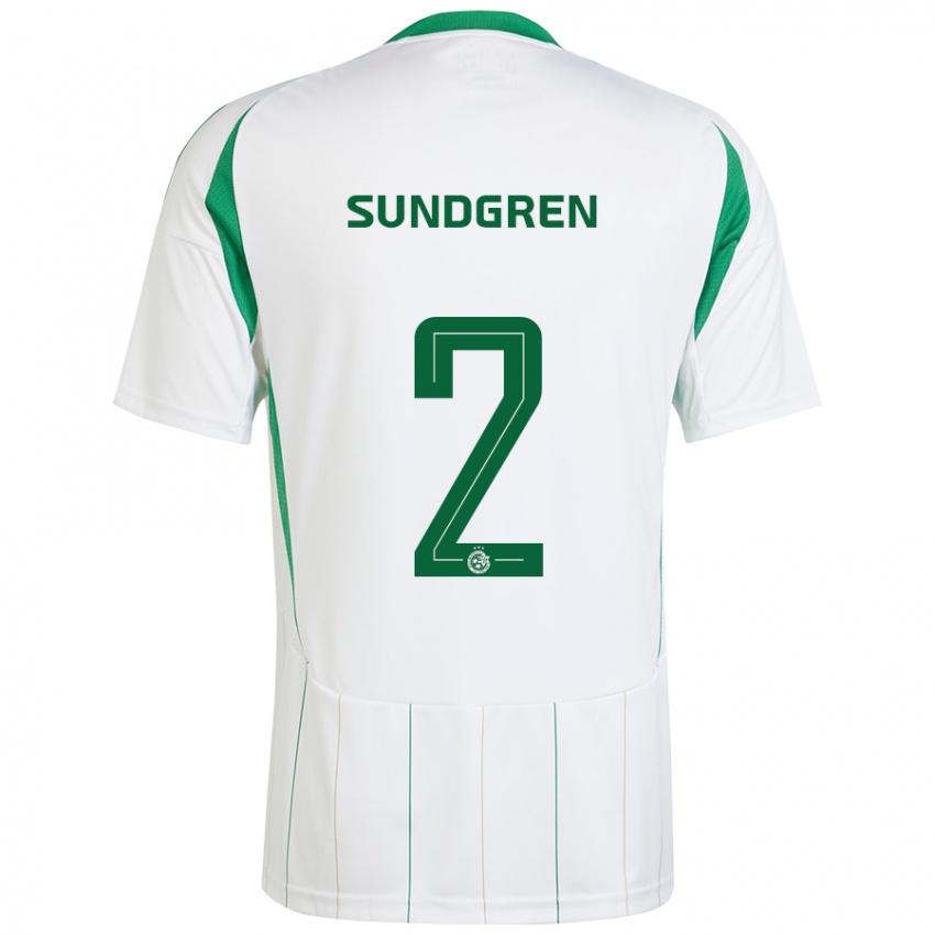 Niño Camiseta Daniel Sundgren #2 Blanco Verde 2ª Equipación 2024/25 La Camisa Argentina