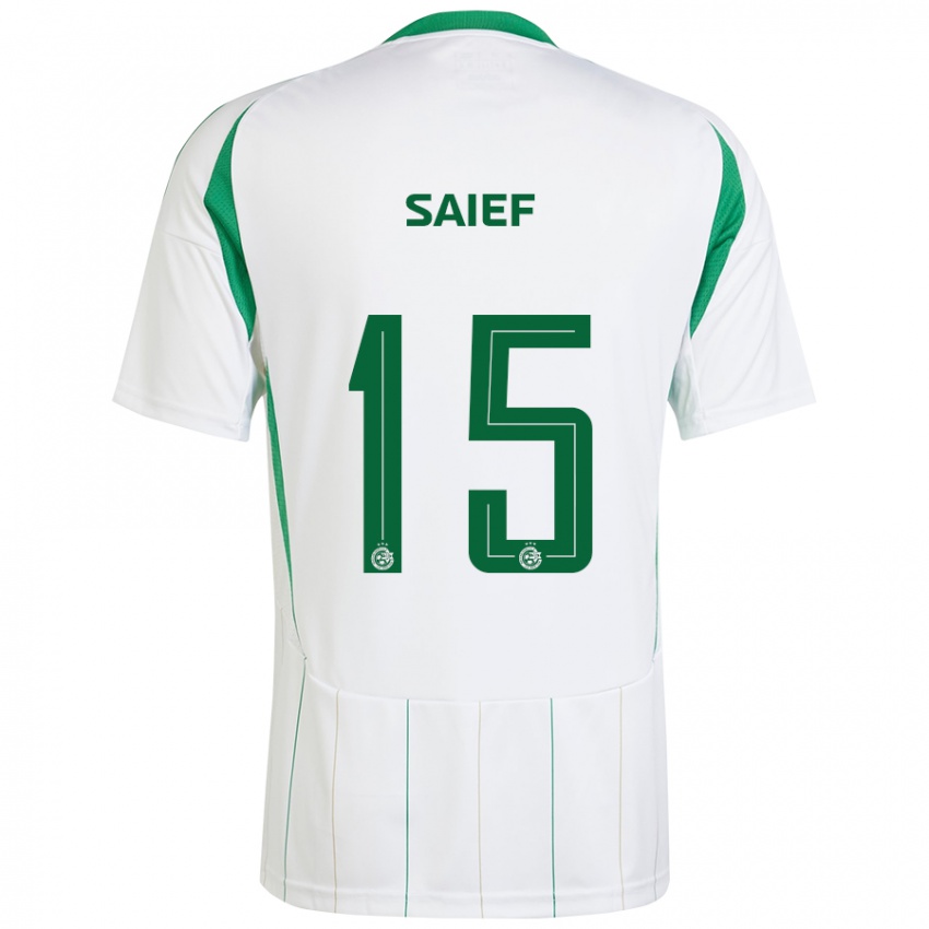 Niño Camiseta Kenny Saief #15 Blanco Verde 2ª Equipación 2024/25 La Camisa Argentina