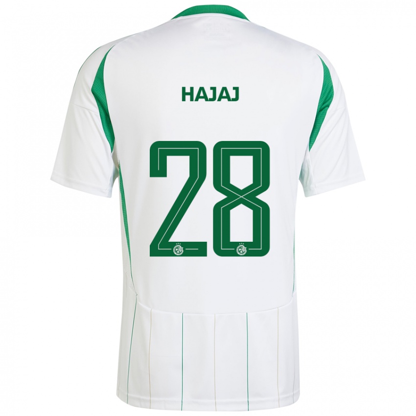 Niño Camiseta Ilay Hajaj #28 Blanco Verde 2ª Equipación 2024/25 La Camisa Argentina