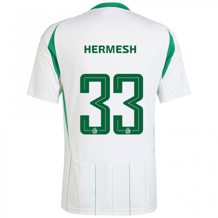 Niño Camiseta Liam Hermesh #33 Blanco Verde 2ª Equipación 2024/25 La Camisa Argentina