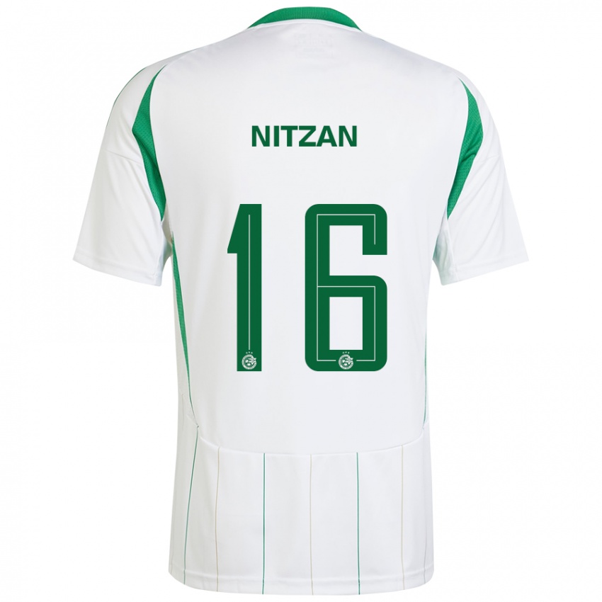 Niño Camiseta Itamar Nitzan #16 Blanco Verde 2ª Equipación 2024/25 La Camisa Argentina