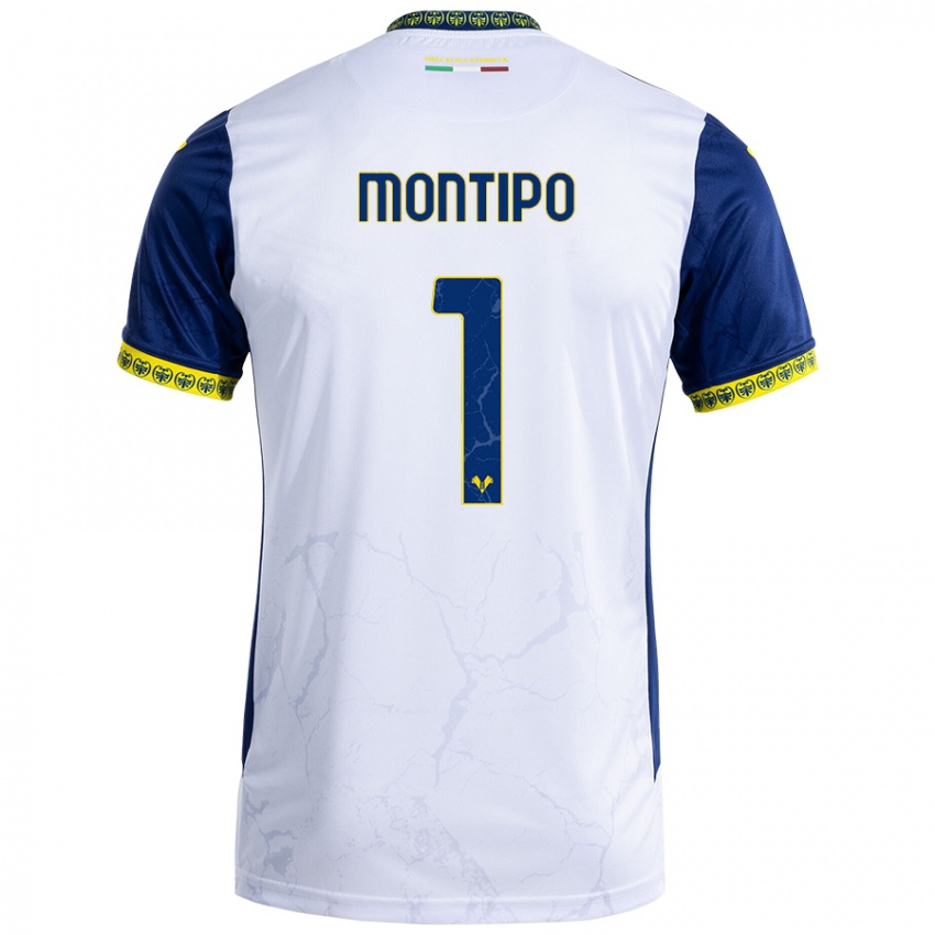 Niño Camiseta Lorenzo Montipò #1 Blanco Azul 2ª Equipación 2024/25 La Camisa Argentina