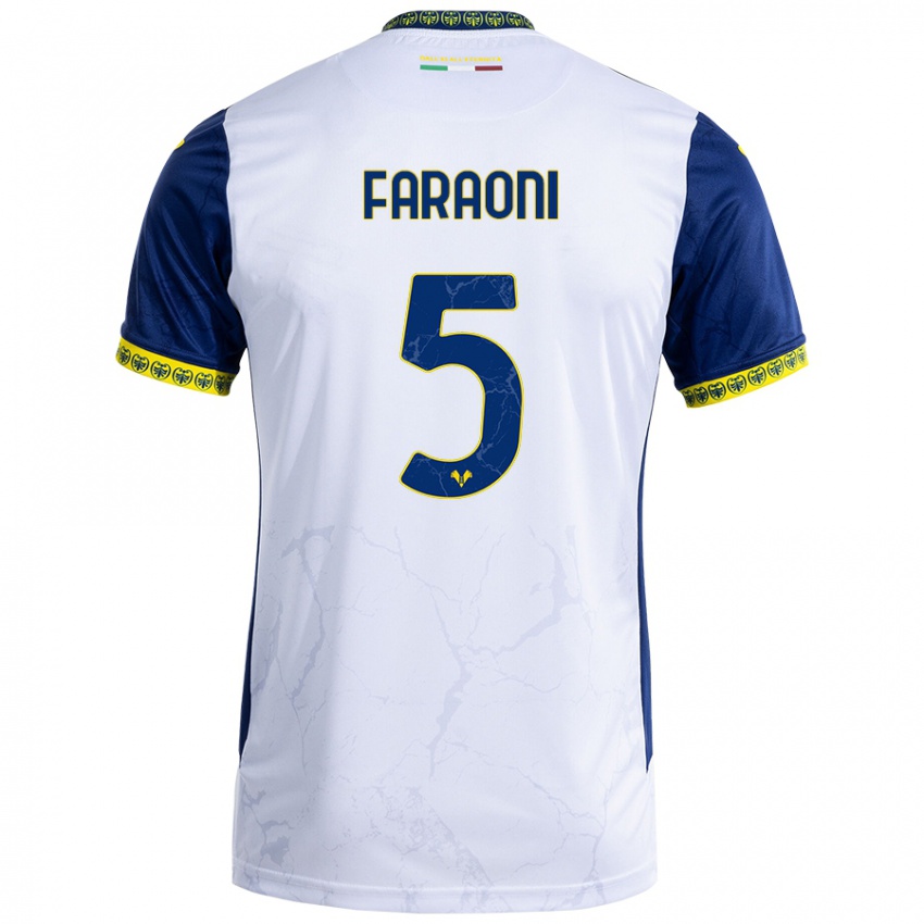 Niño Camiseta Davide Faraoni #5 Blanco Azul 2ª Equipación 2024/25 La Camisa Argentina