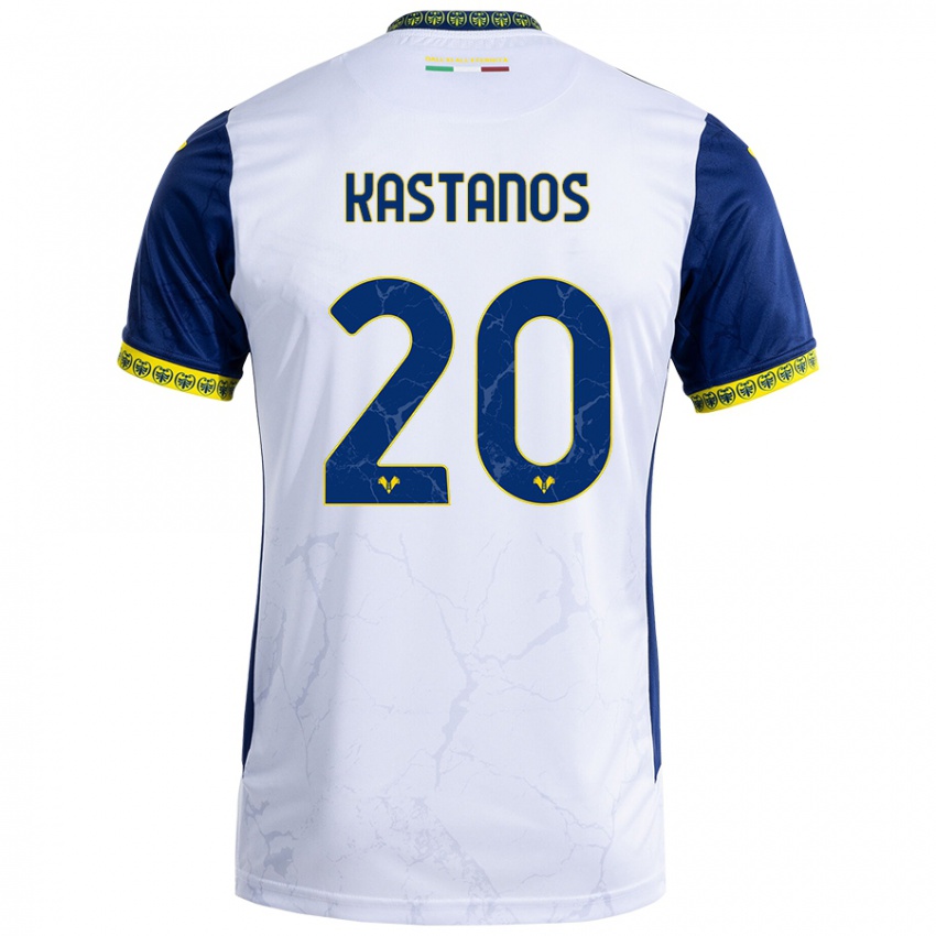 Niño Camiseta Grigoris Kastanos #20 Blanco Azul 2ª Equipación 2024/25 La Camisa Argentina