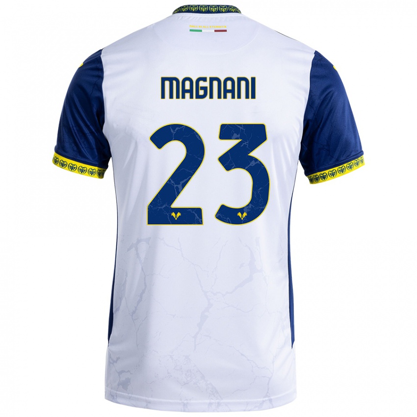 Niño Camiseta Giangiacomo Magnani #23 Blanco Azul 2ª Equipación 2024/25 La Camisa Argentina