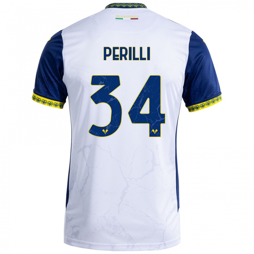 Niño Camiseta Simone Perilli #34 Blanco Azul 2ª Equipación 2024/25 La Camisa Argentina